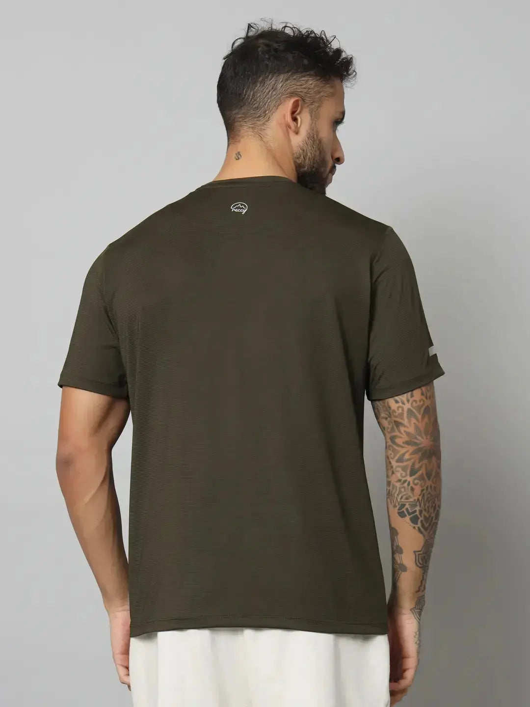 Olive Men's Ultralight Athletic T Shirt Back Side - Reccy