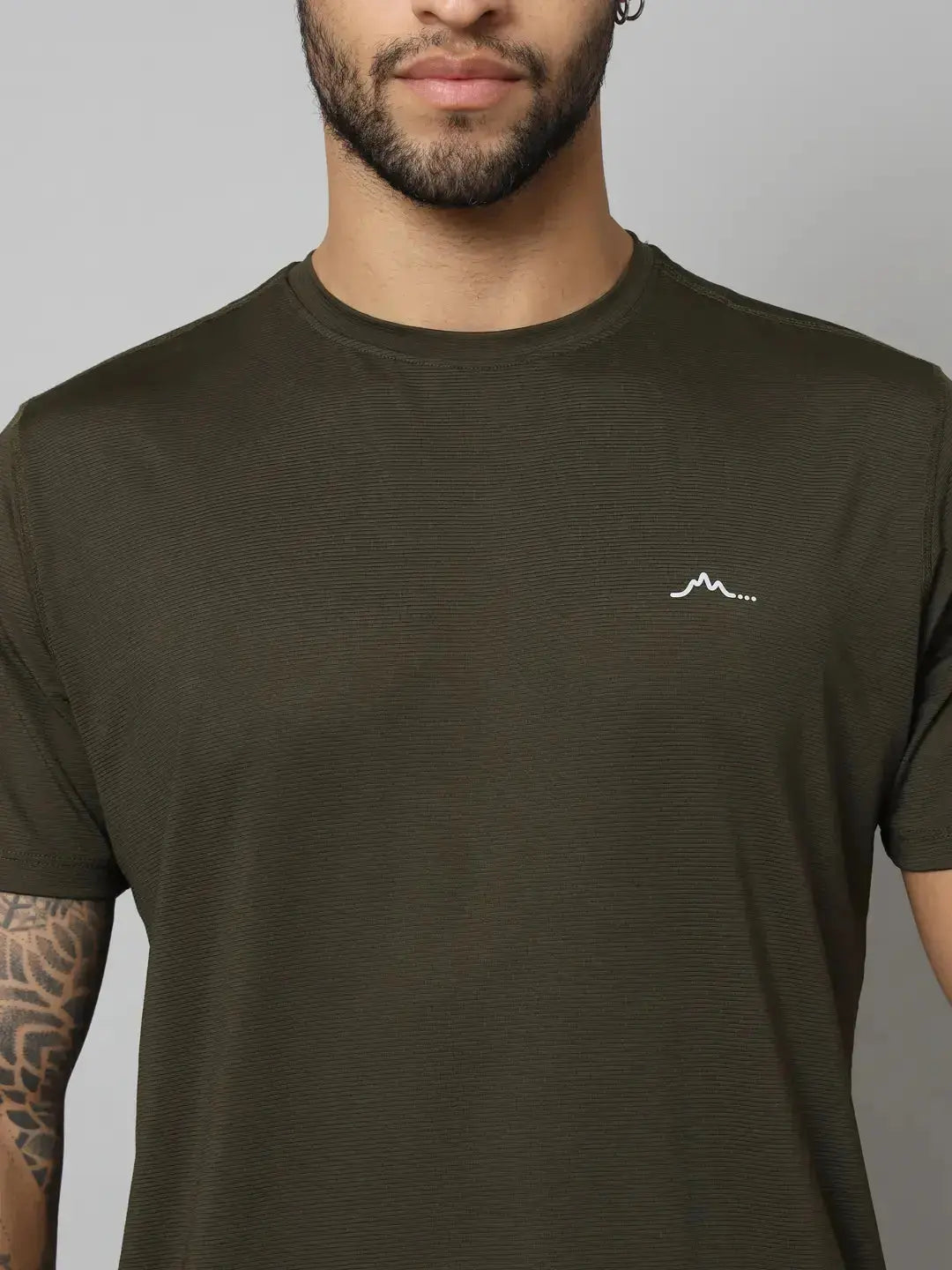 Olive Men's Ultralight Athletic T Shirt Front Upper Side - Reccy