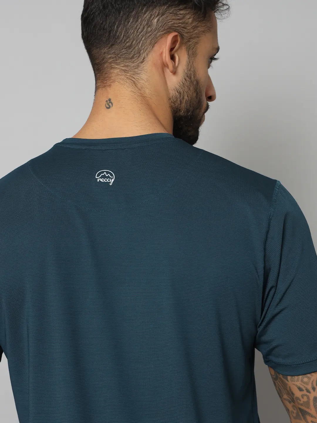 Pacific Blue Men's Ultralight Athletic T Shirt Back Upper Side - Reccy