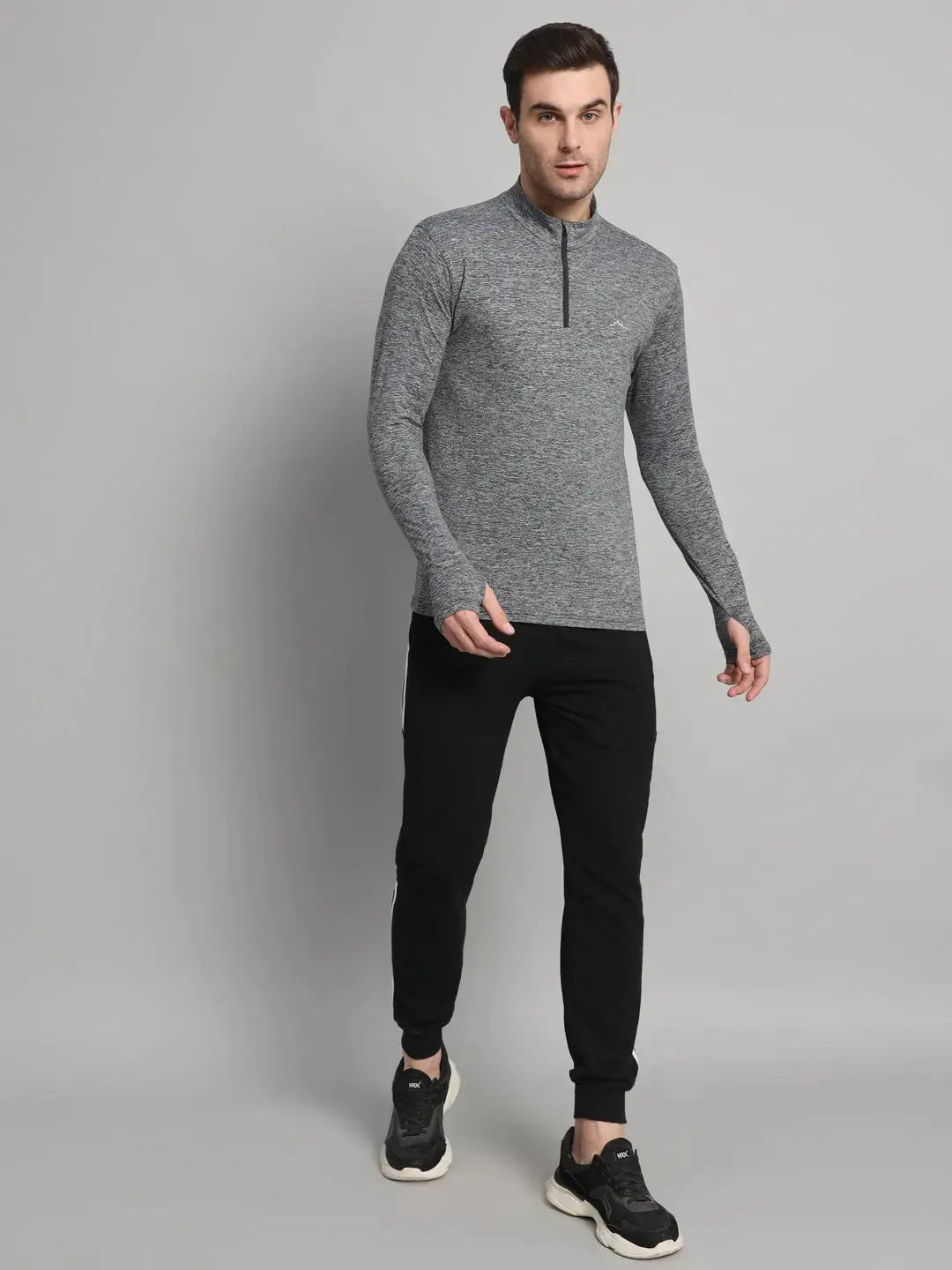 Men's Nomadic Full Sleeves T Shirt - Charcoal Gray Reccy