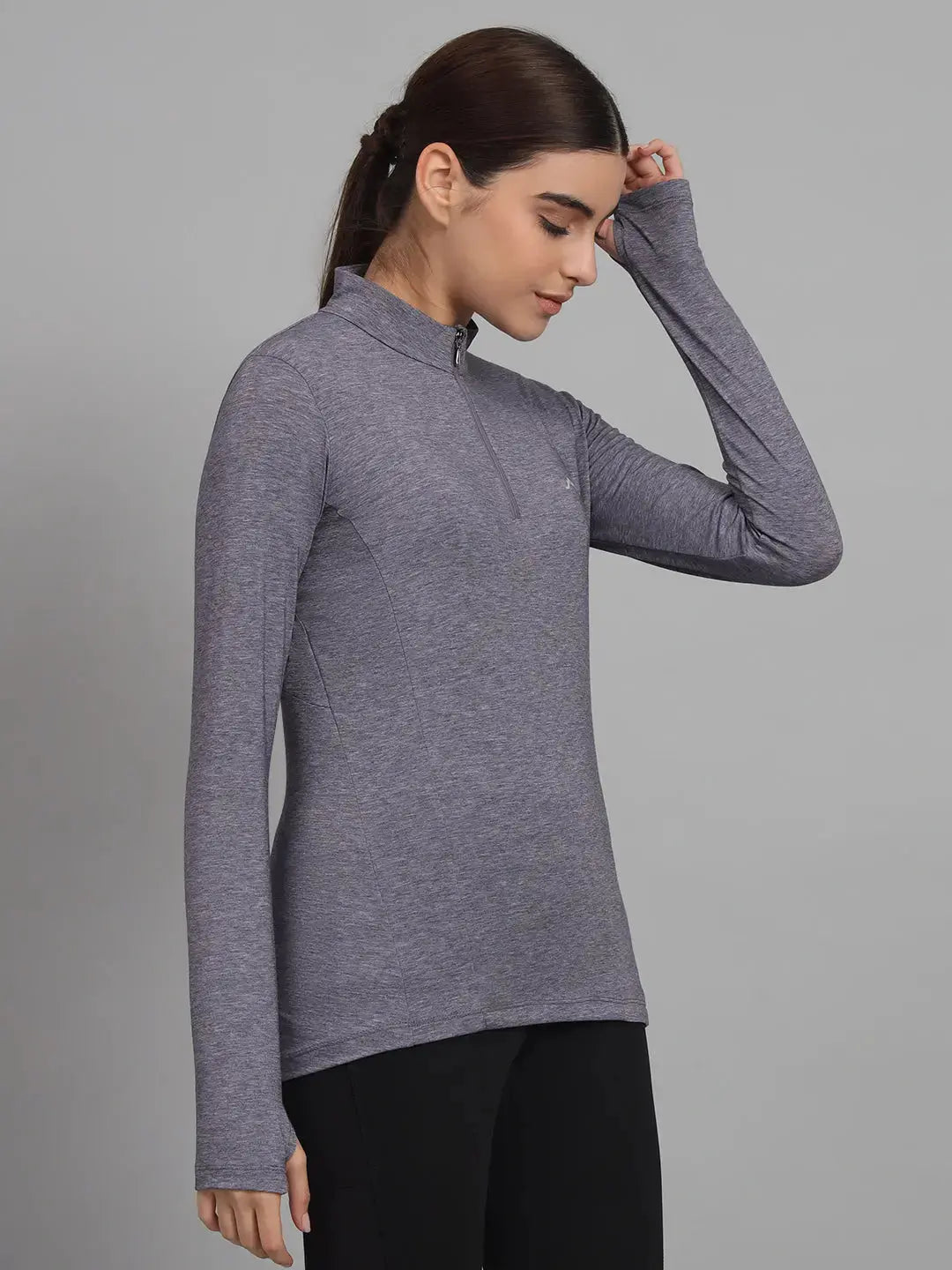Women's Nomadic Full Sleeves T Shirt - Purple Gray Reccy