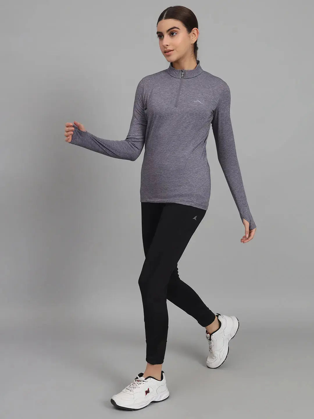 Women's Nomadic Full Sleeves T Shirt - Purple Gray Reccy