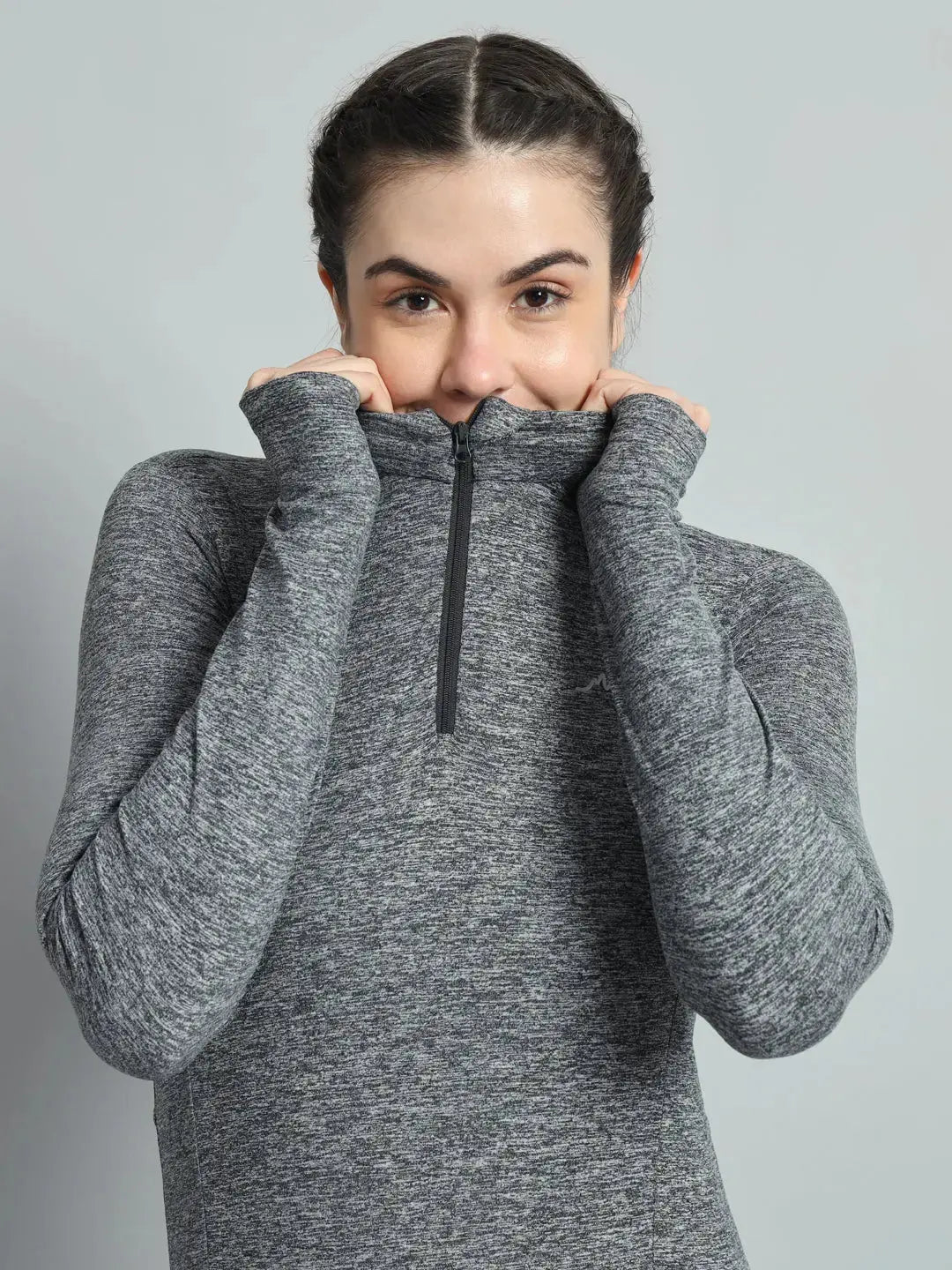 Women's Nomadic Full Sleeves T Shirt - Charcoal Gray Reccy