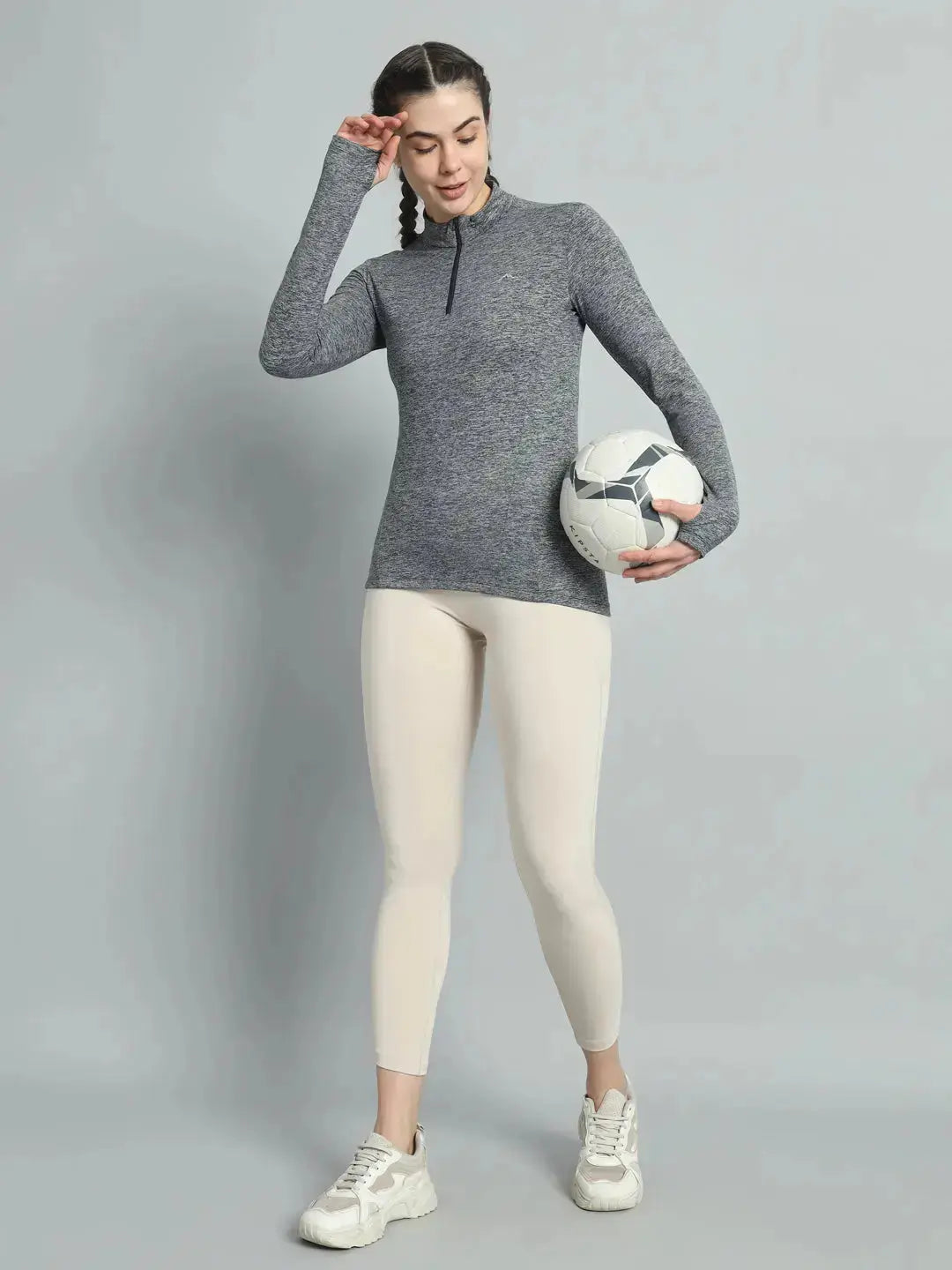 Women's Nomadic Full Sleeves T Shirt - Charcoal Gray Reccy