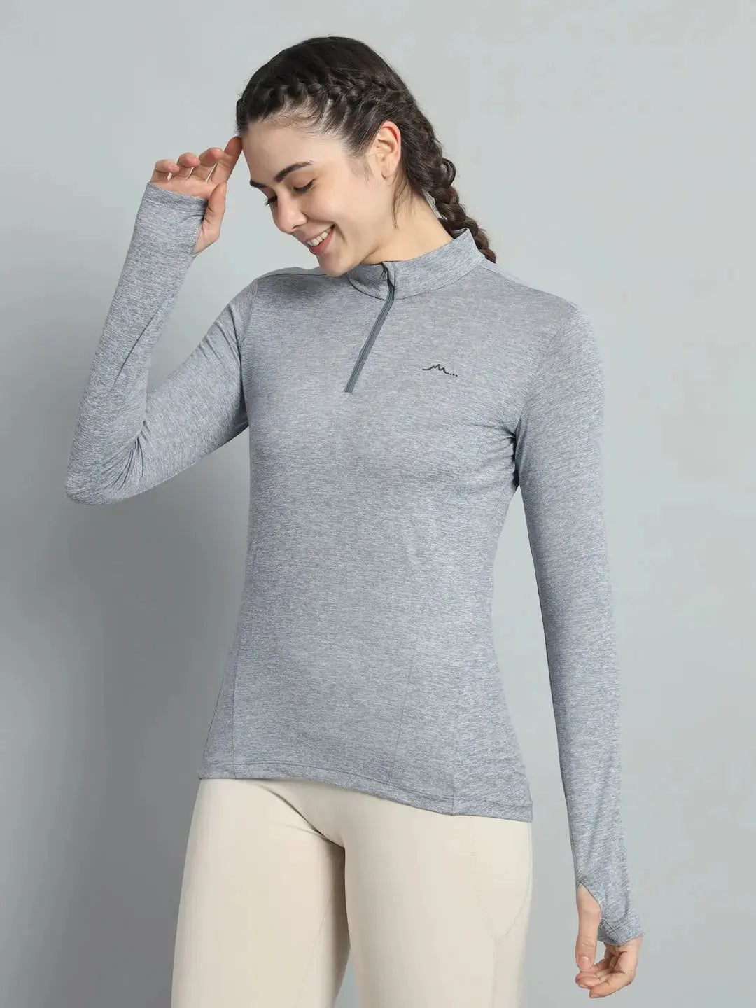 Women's Nomadic Full Sleeves T Shirt - Silver Gray Reccy