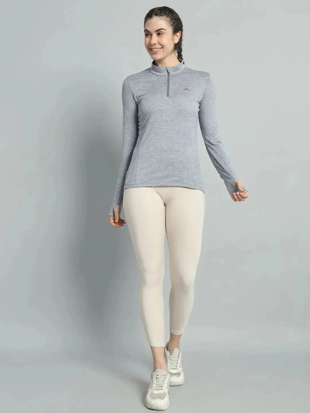 Women's Nomadic Full Sleeves T Shirt - Silver Gray Reccy