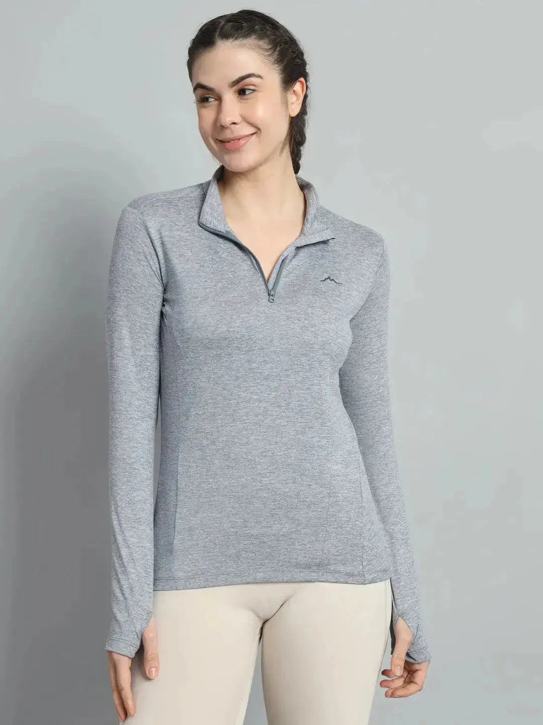 Women's Nomadic Full Sleeves T Shirt - Silver Gray Reccy