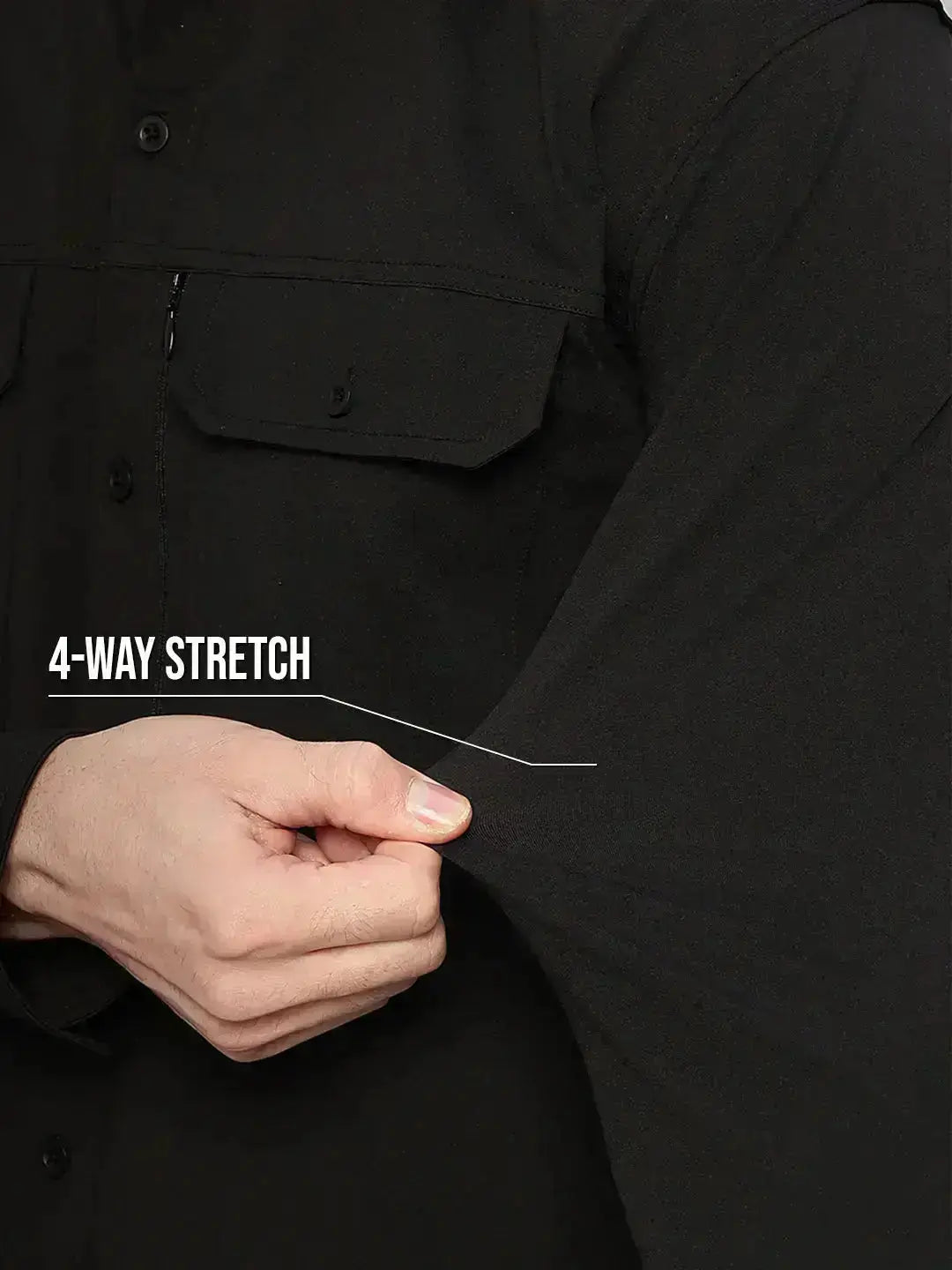 Stretchable Black Cargo Shirt - Reccy