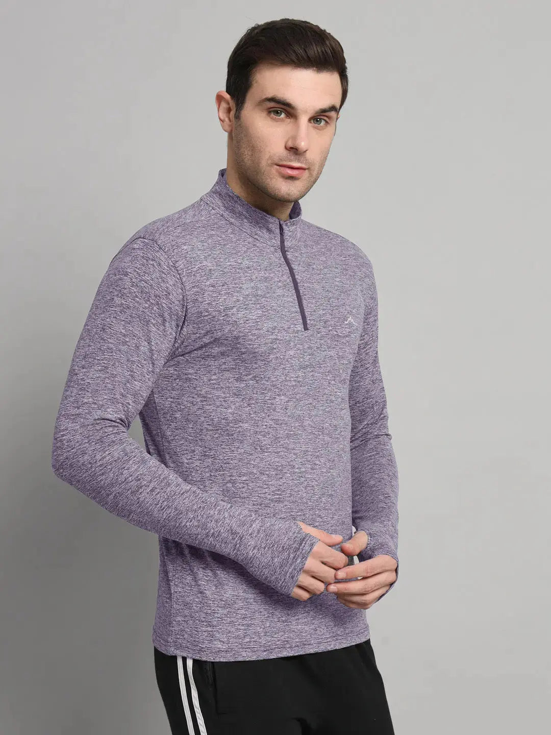 Men's Nomadic Full Sleeves T Shirt - Purple Gray Reccy