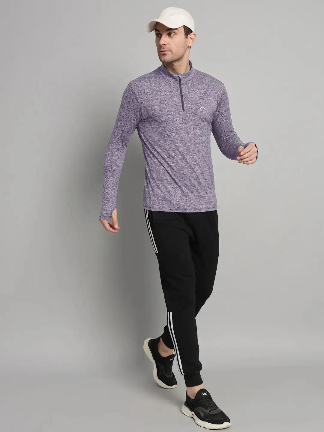 Men's Nomadic Full Sleeves T Shirt - Purple Gray Reccy