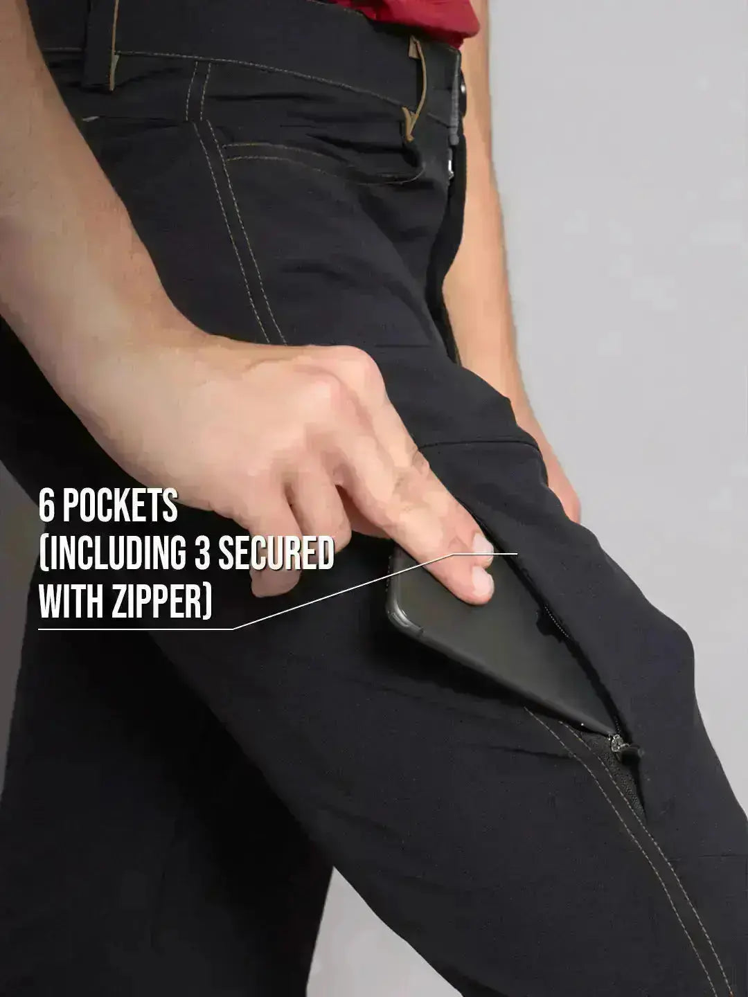 Zipper Pocket | Black Warm Trekking and Hiking Pants | Reccy