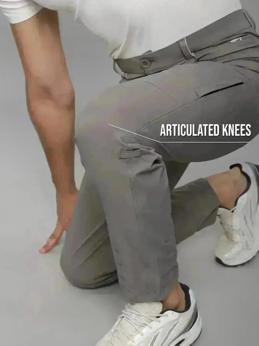 Articulated Knee of Light Gray Mountain Trekking and Hiking Pant - Reccy