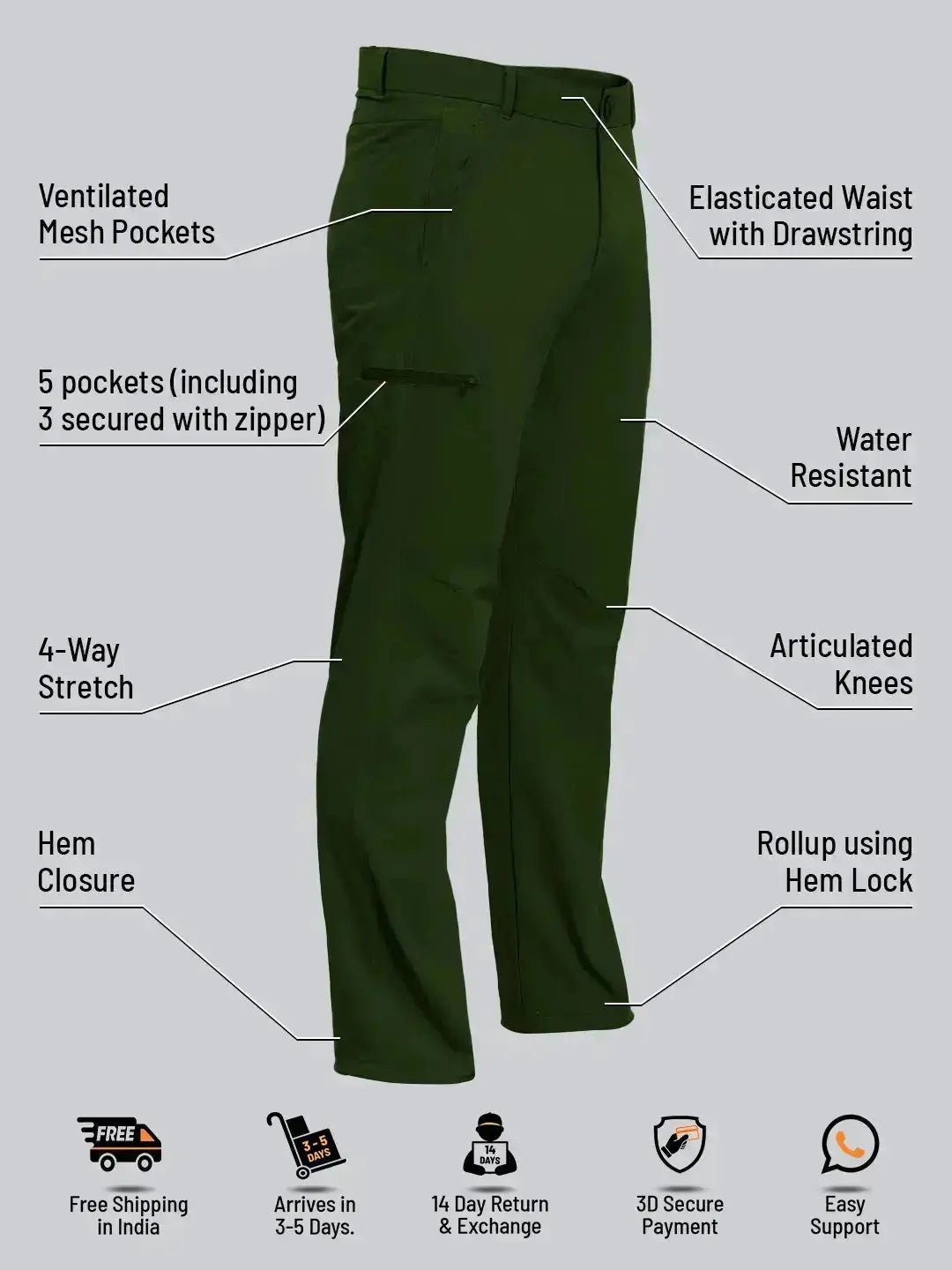 Nomadic Lite Pants - Olive Reccy