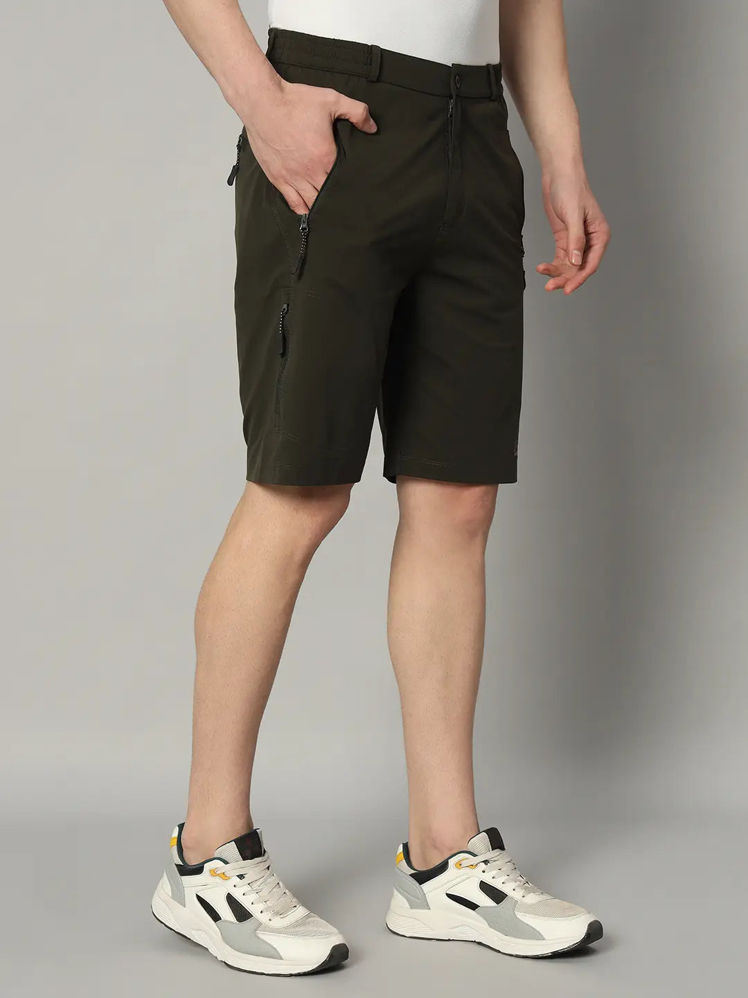 Left Side of Olive Green Color Shorts for Men - Reccy
