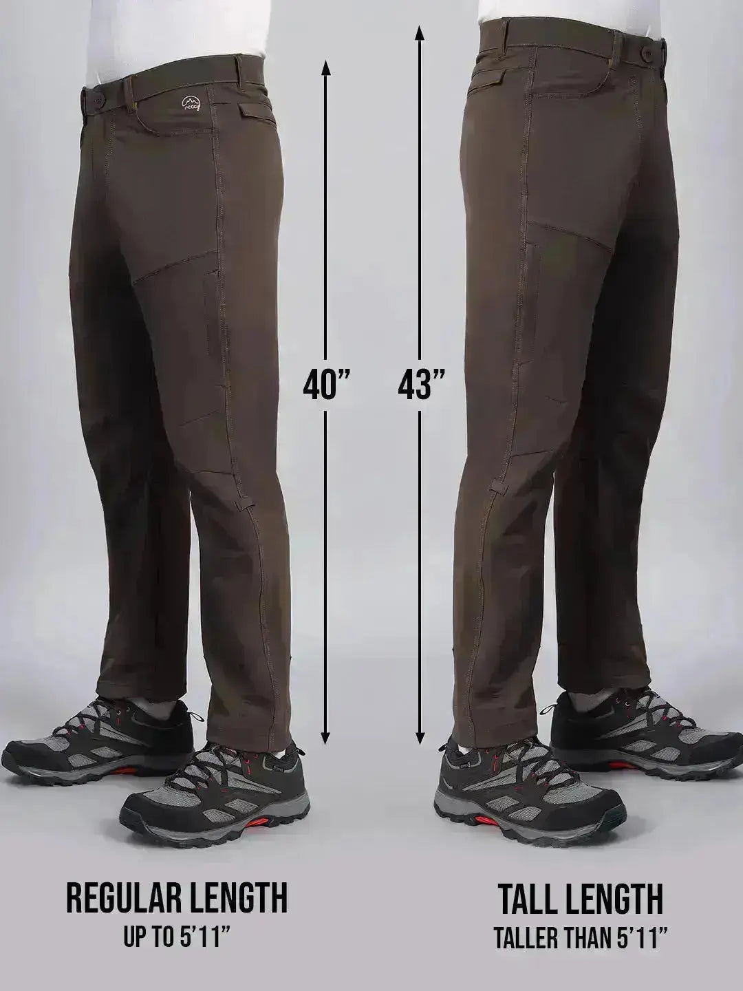 regular and tall reccy dark brown nomadic cold weather pants