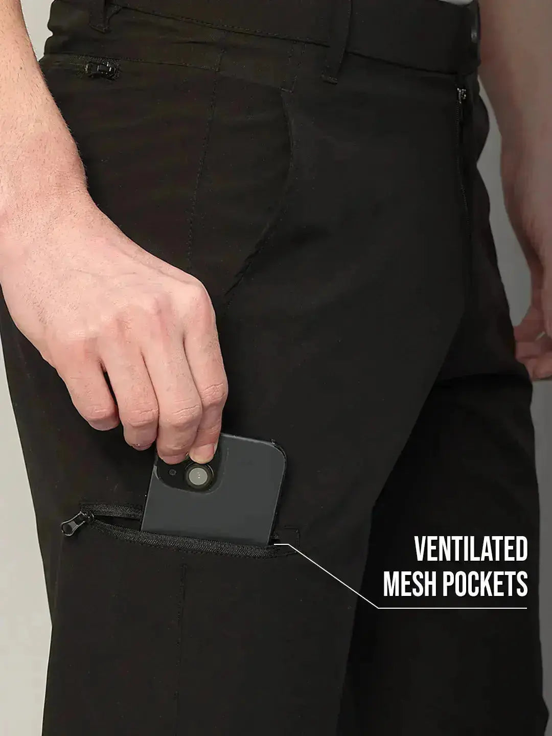 Mesh Pocket | Black Quick Dry Pant for Men | Reccy