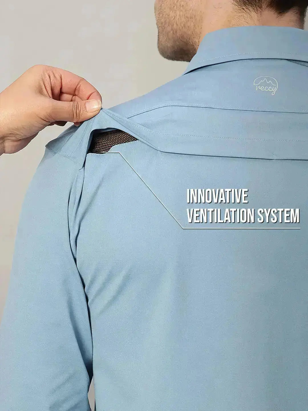 Ventilation System in Dusk Blue Cargo Shirt for Men - Reccy