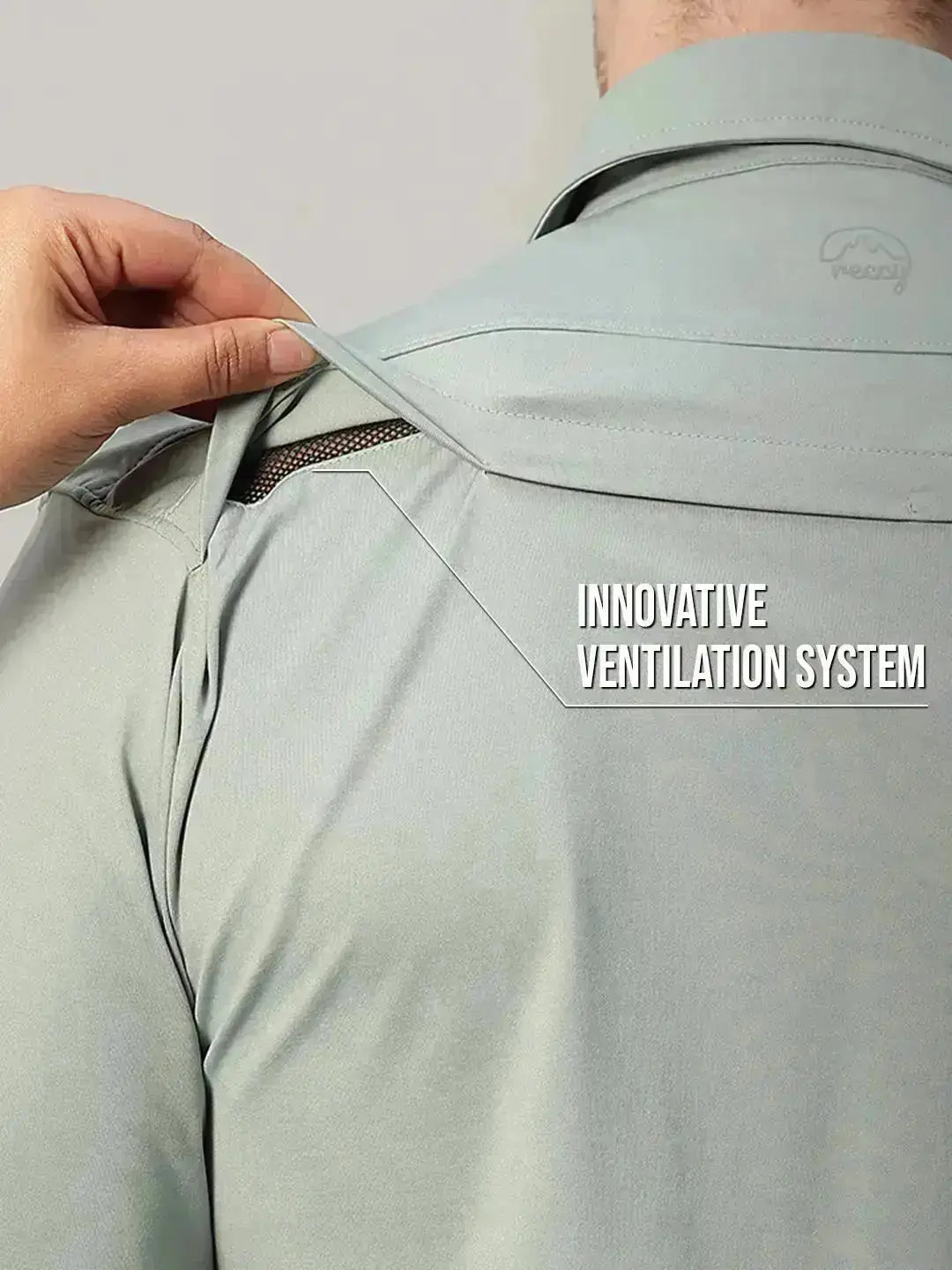 Ventilation System in Sage Green Cargo Shirt for Men - Reccy