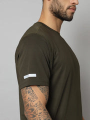 olive green colour t shirt Sleeve side - Reccy