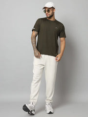 olive green colour t shirt front side - Reccy