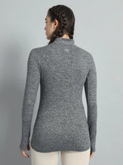 Women's Nomadic Full Sleeves T Shirt - Charcoal Gray Reccy