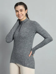 Women's Nomadic Full Sleeves T Shirt - Charcoal Gray Reccy