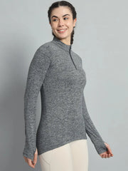 Women's Nomadic Full Sleeves T Shirt - Charcoal Gray