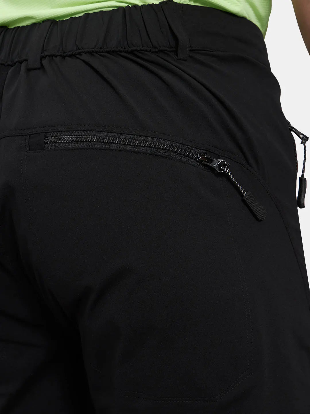 Zippered Secure Pockets of Men's TechFlex Shorts - Black