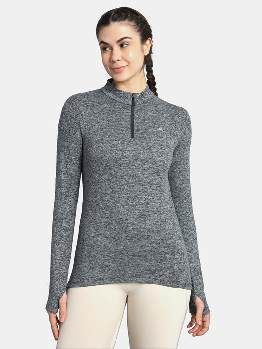 Women's Nomadic Full Sleeves Baselayer Tshirt Extra Stretch - Charcoal Gray