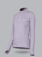 Womens Half Zip Long Sleeve Stretch Baselayer Top - Purple Heather