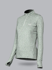Womens Half Zip Long Sleeve Stretch Baselayer Top - Hazel Green Melange
