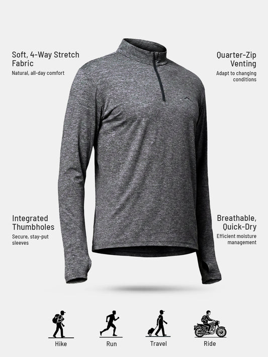 Men’s QZip Flex Tee Extra Stretch - Charcoal Gray