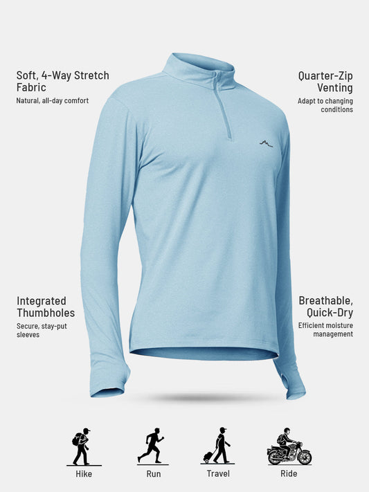 Men’s QZip Flex Tee - Lichen Blue Reccy