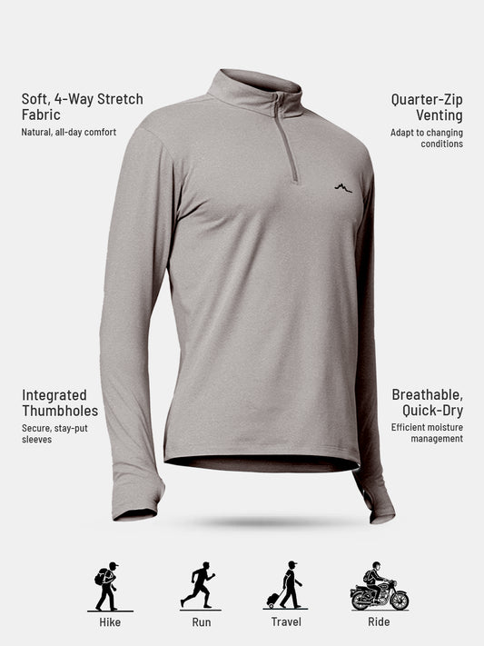 Men’s QZip Flex Tee - Pebble Gray