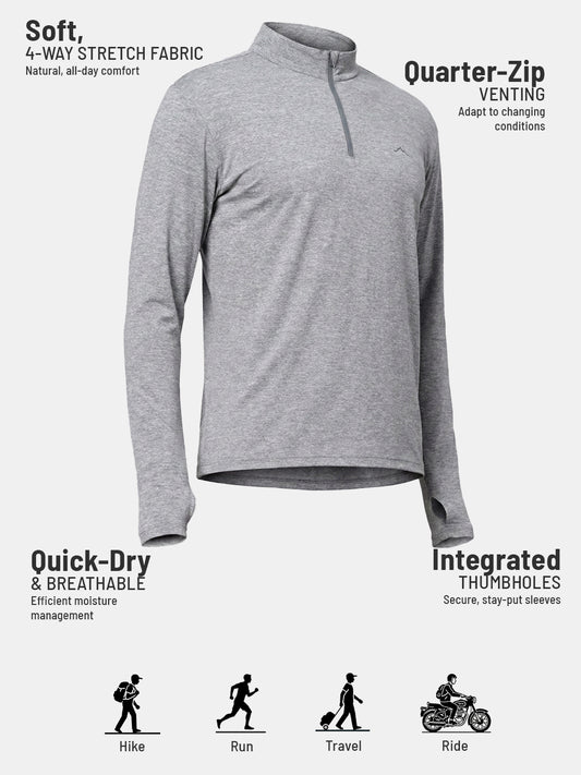 Men’s QZip Flex Tee - Pebble Gray