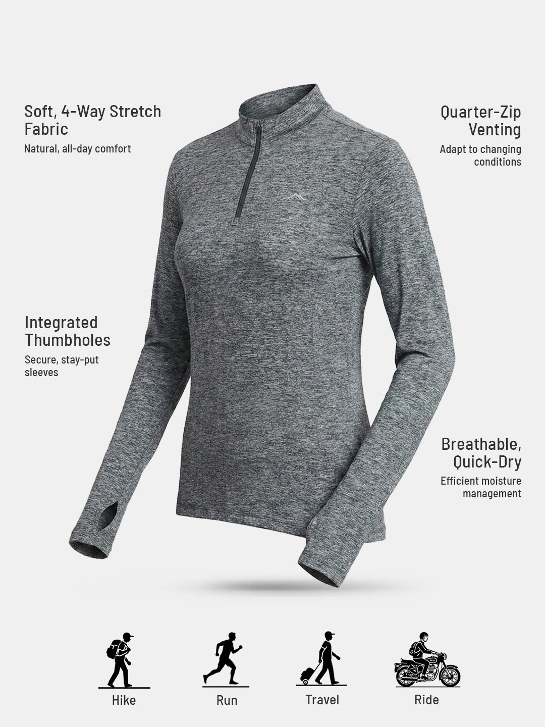 Charcoal full Sleeve Gray Tshirt for women | Reccy