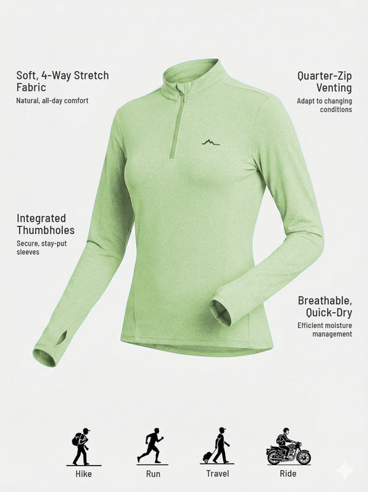 Women's QZip Flex Tee - Green Tea