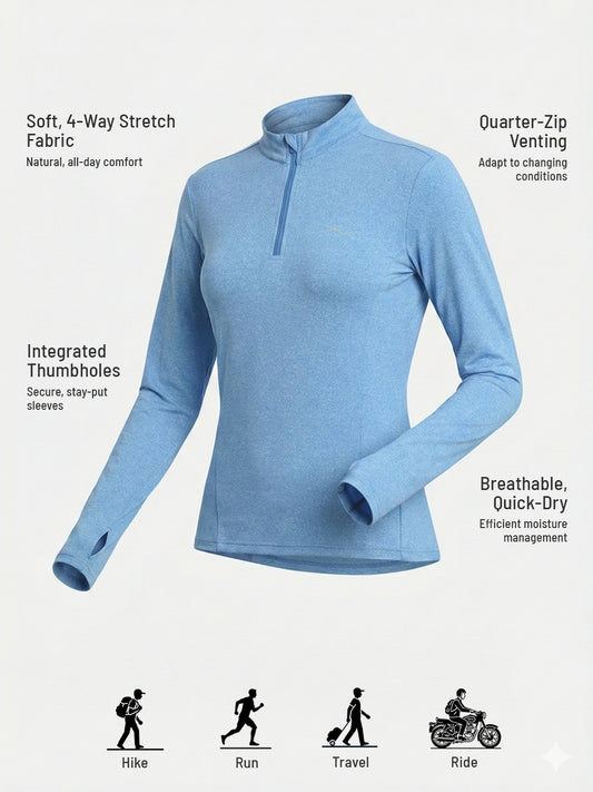 Women’s QZip Flex Tee - Lichen Blue