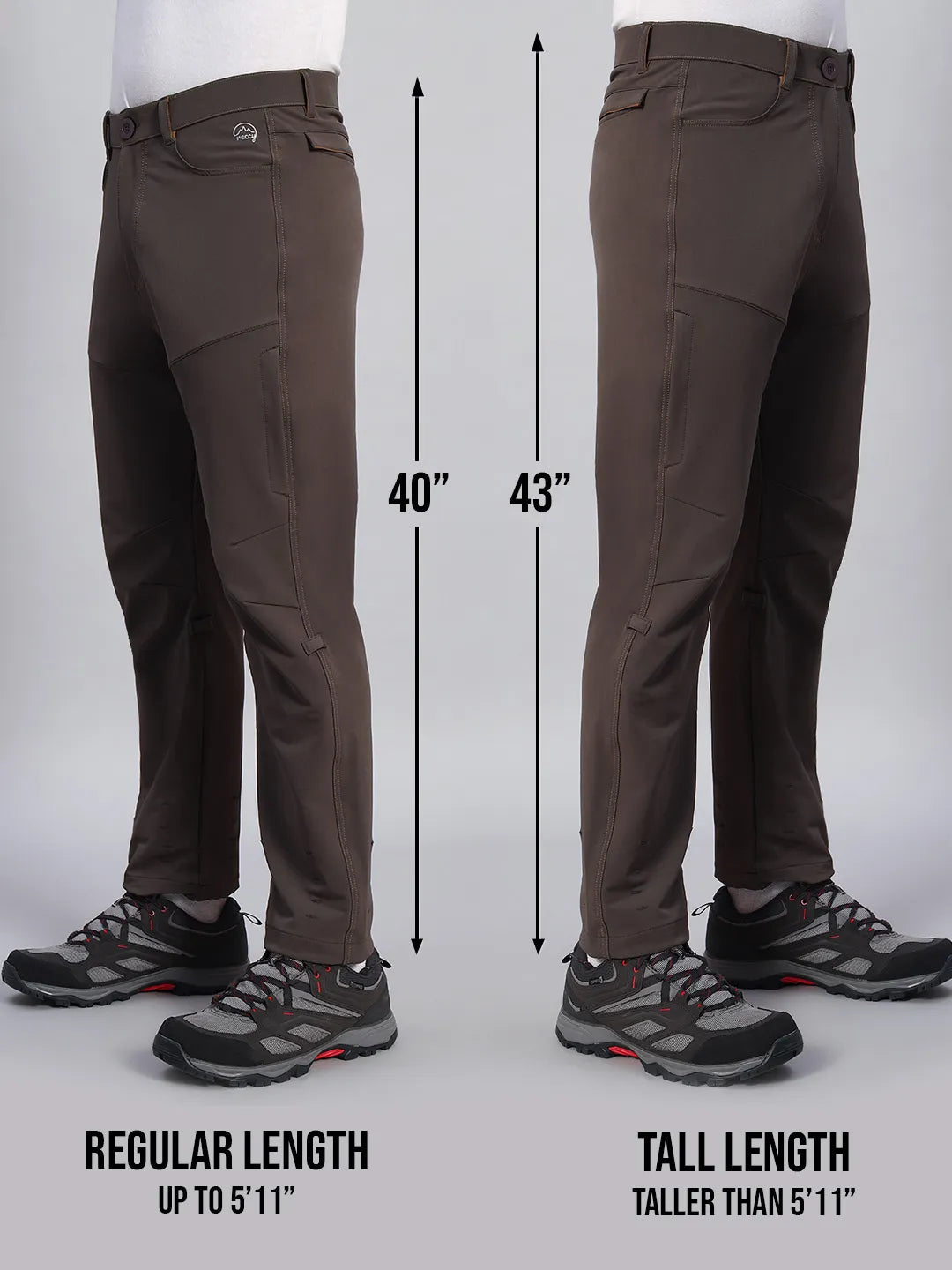 regular and tall reccy dark brown nomadic cold weather pants 