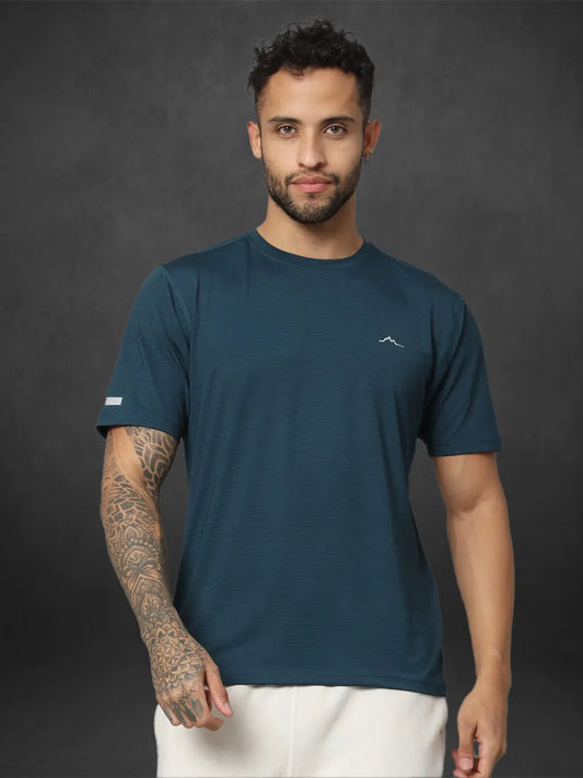Pacific Blue Color Half Sleeve Tshirt for Men - Reccy